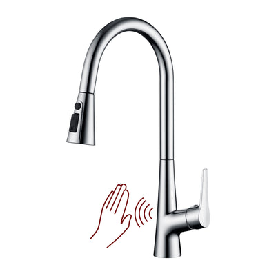 sumerain Touchless Kitchen Faucet with Pull-Down Sprayer,Single Handle Hands-Free Motion Sensor Kitchen Sink Faucet 360 Degree Swivel,Chrome