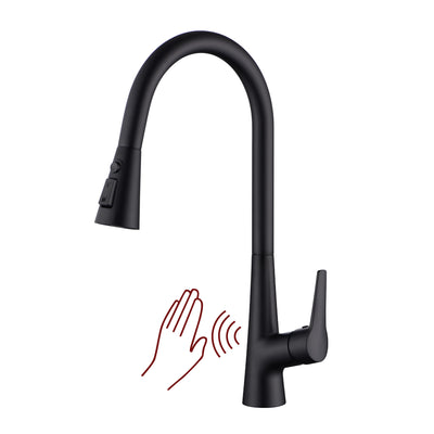 sumerain Matte Black Touchless Kitchen Sink Faucet with Pull Down Sprayer,Hands Free Motion Sensor Faucet for Kitchen Sink