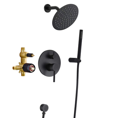 Shower System, Bathroom Shower Faucet Set Complete with Pressure Balance Valve, Matte Black