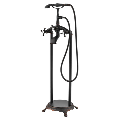 SUMERAIN Freestanding Waterfall Bathtub Faucet, Oil Rubbed Bronze Floor Mount Bathroom Tub Filler with Hand Shower, High Flow