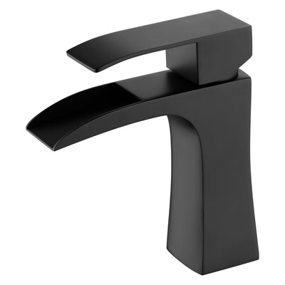 SUMERAIN Single Hole Bathroom Faucet Waterfall Bathroom Faucet Single Handle Matte Black Stainless Steel Lavatory Faucet