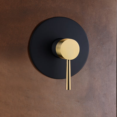 Conjunto de torneira de chuveiro de função única SUMERAIN preto e dourado, aço inoxidável cabeça de chuveiro de chuva de 8 polegadas alça única com válvula áspera kit de acabamento de chuveiro