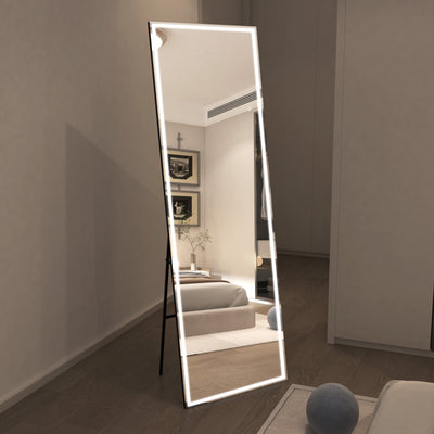 Sumerain 75"x28" Large LED Standing Full Body Mirror, Stepless Dimmable Lighted Floor Mirror with 3 Color Lighting, Wall Mounted Full Length Mirror for Bedroom, Dressing Room, Cloakroom, Tempered Glass