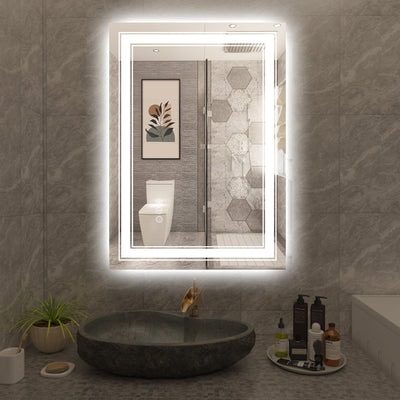 Sumerain  20 x 28 Inch LED Bathroom Mirror with Lights, Frontlit and Backlit Stepless Dimmable Vanity Mirror, Anti-Fog, Memory Function, 3 Color Temperatures