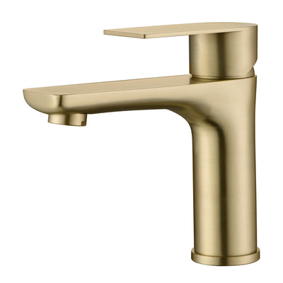 sumerain Single Hole Bathroom Faucet,Stainless Steel Bathroom Sink Faucets,Brushed Gold Single Handle Bathroom Lavatory Faucet with Water Supply Lines