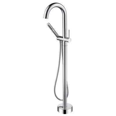sumerain Freestanding Tub Filler Faucet, Modern Bathroom Floor Mounted Bathtub Faucet with Handheld Shower High Flow, Chrome
