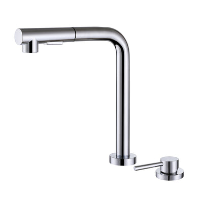 SUMERAIN 2 Hole Kitchen Faucet with Pull Out Sprayer Chrome, Front Window Kitchen Sink Faucet with Side Single Handle