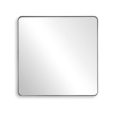 SUMERAIN Bathroom Mirror, 36x36 Inch Large Matte Black Framed Wall Mirror with Rounded Corners, Shatterproof Tempered Glass for Entryway, Living Room and Farmhouse
