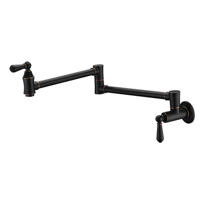 SUMERAIN Pot Filler Faucet Wall Mount Folding Kitchen Sink Faucet Oil Rubbed Bronze Traditional Pot Filler Over Stove with Double Joint Swing Arms