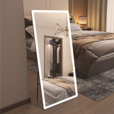 SUMERAIN Full Length Mirror with Lights, 80 ”x 36”LED Floor Mirror，Full Body Dressing Standing Mirrors with Dimming & 3 Color Lighting, Floor Standing Mirror for Bedroom, Living Room, Dressing Room