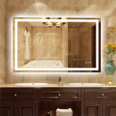 SUMERAIN 48 x 30 Inch LED Bathroom Mirror with Lights, Backlit + Front Lit, 3 Color Temperatures Lighted Vanity Mirror for Wall, Anti-Fog, Dimmable Brightness, Memory Function, Tempered Glass