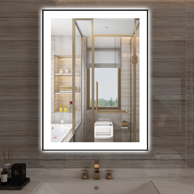 Sumerain LED Bathroom Mirror for Wall, 24 x 32 Inch Anti-Fog Lighted Vanity Mirror with Front & Back Lighting, Stepless Dimming, 3 Color Temperatures, Memory, Tempered Glass