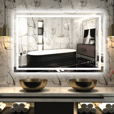 Sumerain 48" x 32" LED Bathroom Mirror — Dimmable Backlit & Front‑Lit Smart Vanity Mirror, Anti‑Fog, 3 Color Temperatures, Memory Function, Tempered Glass, ETL Listed