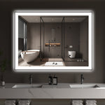 Sumerain 40 x 30 Inch Lighted Vanity Mirror for Bathroom Wall, Smart Anti-Fog Dimmable Brightness LED Bathroom Mirror with Front and Backlit, 3 Color Lighting Modes, Memory Function