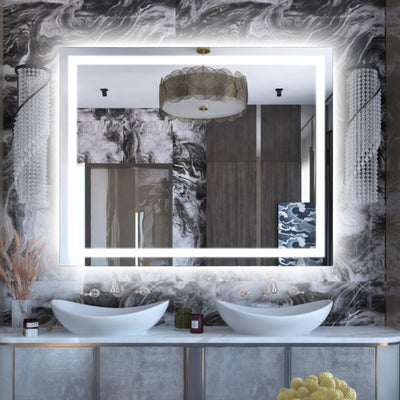 SUMERAIN 40 x 32 Inch LED Bathroom Mirror ,Anti-Fog Vanity Mirror for Wall , Memory Function, 3 Color Lighted Bathroom Vanity Mirror with Tempered Glass, ETL Listed