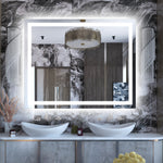 SUMERAIN 40 x 32 Inch LED Bathroom Mirror ,Anti-Fog Vanity Mirror for Wall , Memory Function, 3 Color Lighted Bathroom Vanity Mirror with Tempered Glass, ETL Listed