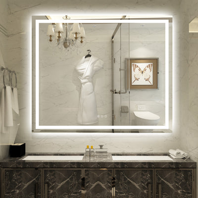 SUMERAIN 48 x 40 Inch LED Bathroom Mirror with Lights, Front & Backlit, 3 Color Temperatures Stepless Dimmable Lighted Vanity Mirror for Wall, Anti-Fog, Memory Function, Shatter-Proof Tempered Glass