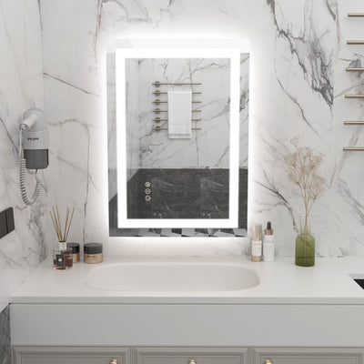 SUMERAIN 20 x 28 Inch LED Bathroom Mirror with Lights, Backlit + Front Lit Dimmable Smart Bathroom Vanity Mirror for Wall, Anti-Fog, 3 Color Temperatures, Memory Function, Tempered Glass
