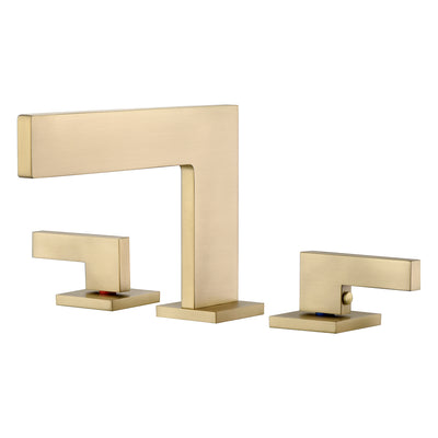 Sumerain 8 inch Widespread Waterfall Bathroom Sink Faucet,Two Handles Bathroom Lavatory Vanity Sink Faucet Brushed Gold Basin Faucet 3 Hole with supply lines