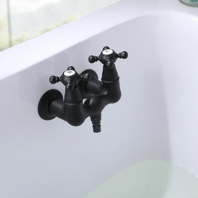 SUMERAIN Vintage Leg Tub Filler Torneira para banheira de montagem na parede central de 3-3/8 polegadas, alça cruzada preto fosco