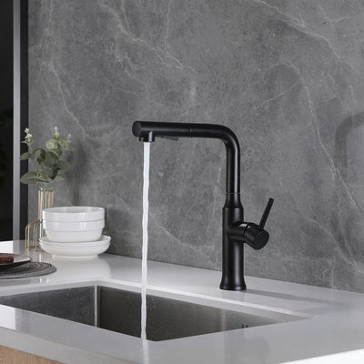 Torneira de cozinha extraível de alta pressão sumerain S6128P-MB, aço inoxidável giratório 360°