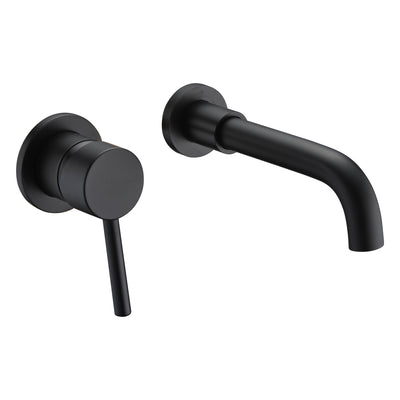 sumerain Black Bathroom Faucet Wall Mount Lavatory Faucet, Left-Handed Single Handle