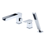 Waterfall Roman Tub Faucet with Hand Shower, 3 Hole Bathtub Faucet with Shower Diverter Chrome Finish