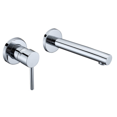 sumerain Single Handle Left-Handed Wall Mount Bathroom Faucet in Chrome