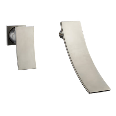 sumerain Brushed Nickel Waterfall Bathroom Faucet Wall Mount Lavatory Faucet, Left-Handed Design
