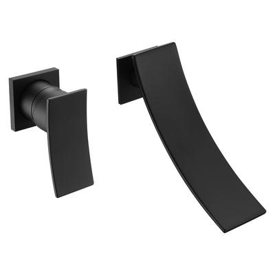 sumerain Wall Mount Black Bathroom Faucet Waterfall Faucet for Bathroom Sink, Single Left-Handed Handle