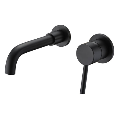 Wall Mount Bathroom Faucet Black,Matte Black Finish,-Rough-in Valve Included