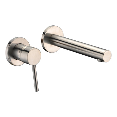 sumerain Single Handle Left-Handed Wall Mount Bathroom Faucet Brushed Nickel Lavatory Basin Faucet