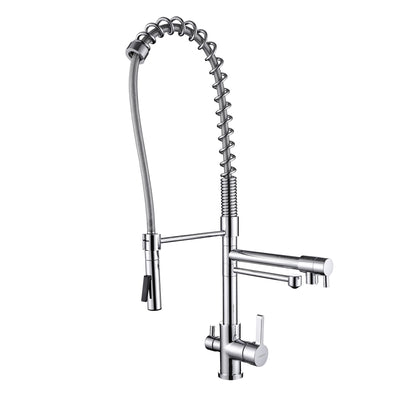 Tri-Flow 3 Way Kitchen Sink Faucet With Filtered Drinking Water Oulet ,3 Spouts Water Filter Faucet