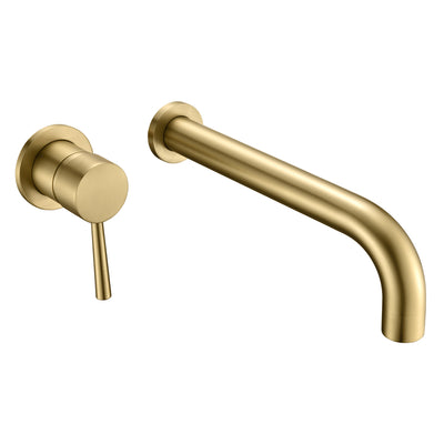 sumerain Tub Filler Wall Mount Roman Tub Faucet Brushed Gold Single Left-Handed Handle Brass Bathtub Faucet