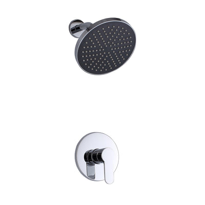 Bathroom Shower Faucet Set 8" Round ABS Plastic Rain Shower Head + Brass Rough-in Valve Body Polished Chrome