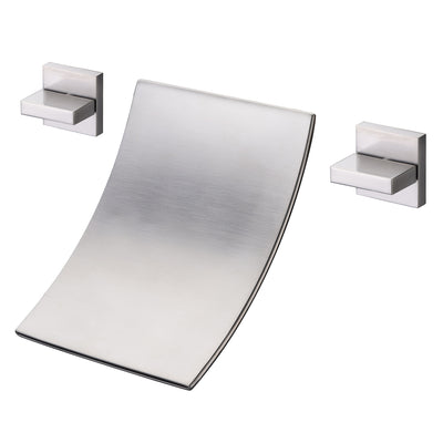 Wall Mount Tub Filler, Brushed Nickel Waterfall Tub Faucet, High Flow