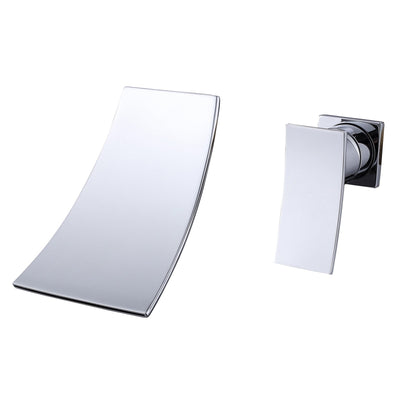 Wall Mounted Waterfall Bath Tub Filler Faucet,Two Holes Single Lever Chrome Finish