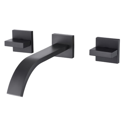 sumerain Black Bathroom Faucet Wall Mount Lavatory Faucet Includes Rough in Valve