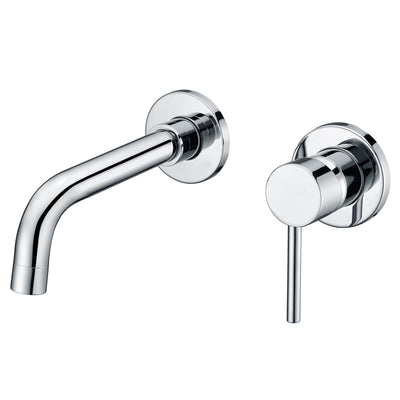 Wall Mount Bathroom Faucet,Single Handle with Brass Rough-in Valve in Modern Chrome Finish