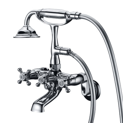 Clawfoot Tub Faucet,3-Inch to 9-Inch Wall Mount Tub Faucets with Hand Shower Chrome Finish