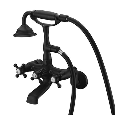 Wall Mounted Clawfoot Tub Faucet Matte Black Finish, Wide Adjustable Holes Distance