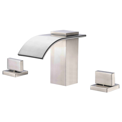 3 Hole Deck Mount Roman Tub Faucet with High Flow Waterfall Spout,Brushed Nickel