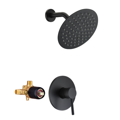 Matte Black Shower Faucet Set with Pressure Balance and Non-return Check Valves