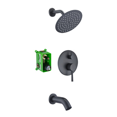 Matte Black Tub and Shower Faucet Set with Waterfall Tub Spout