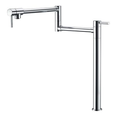 Deck Mount Pot Filler Faucet,Chrome Finish with Extension Shank and 20" Dual Swing Joints Spout