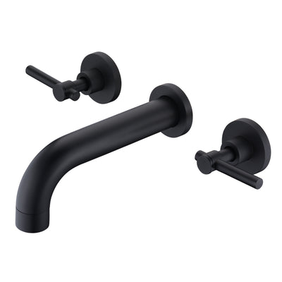 SUMERAIN Matte Black Bath Tub Faucet Set Wall Mount Bathtub Filler Two Handle