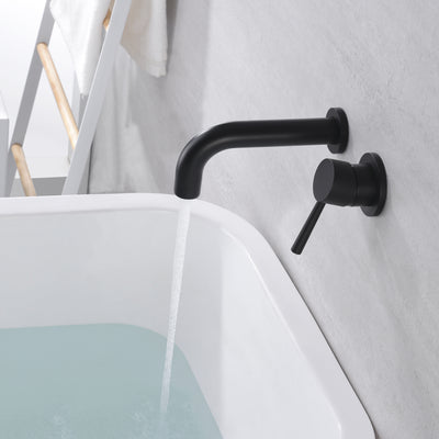 Conjunto de torneira para banheira SUMERAIN preto fosco, montagem na parede, alça única, válvula áspera incluída
